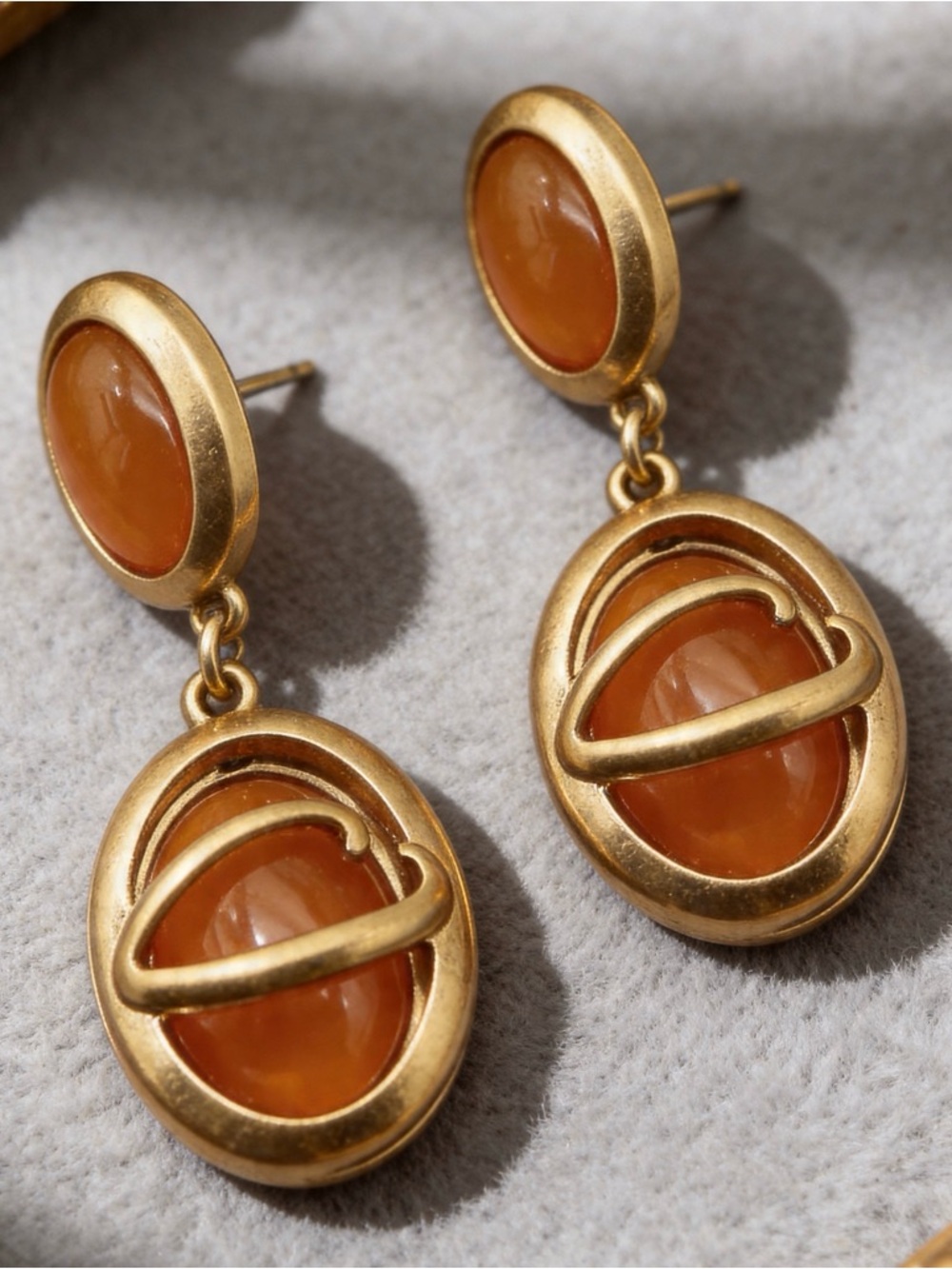 Amber Oval Drop Earrings